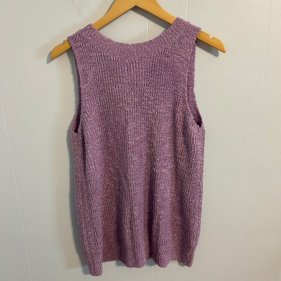 Unbranded Sweaters - Violet Purple Bouclé Knit Sweater Vest Ribbon Tie Back RC6353 Womens Large